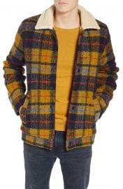 Plaid Faux Shearling Lined Wool Blend Trucker Jacket at Nordstrom